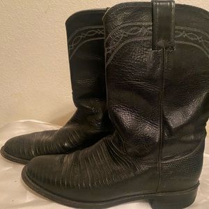 Black lizard western boots
